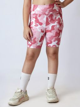 UMILDO - Girls Multi-Color Abstract Printed Activewear Cycling Shorts