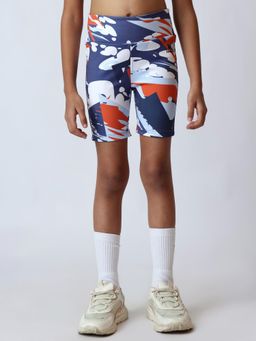 UMILDO - Girls Multi-Color Abstract Printed Activewear Cycling Shorts