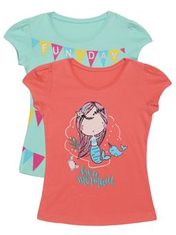 PLUM TREE - Girls Multi-Color Printed T-Shirts (Pack of 2)