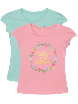 PLUM TREE - Girls Multi-Color Printed T-Shirts (Pack of 2)