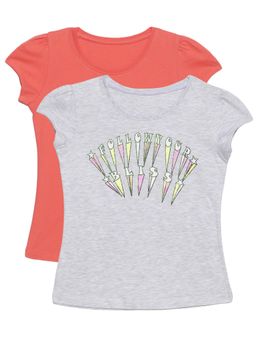 PLUM TREE - Girls Multi-Color Printed T-Shirts (Pack of 2)