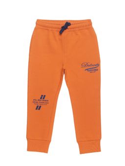 PLUM TREE - Boys Orange Typography Printed Joggers