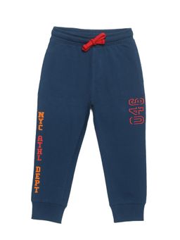 PLUM TREE - Boys Navy Blue Typography Joggers