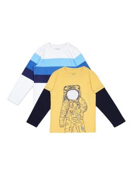 PLUM TREE - Boys Multi-Color Printed Full Sleeve T-Shirts (Pack of 2)