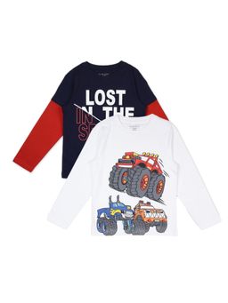 PLUM TREE - Boys Multi-Color Printed Full Sleeve T-Shirts (Pack of 2)