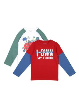 PLUM TREE - Boys Multi-Color Printed Full Sleeve T-Shirts (Pack of 2)