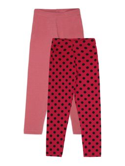 PLUM TREE - Girls Multi-Color Polka Dots Leggings (Pack of 2)