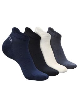 Heelium - Bamboo Ankle Socks-FreeSize UK7-11,4 Pairs,NBlue,Grey,Black,White,Anti dour (Pack of 4)