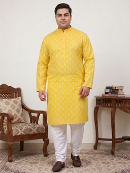 Jompers - Yellow Floral Printed Kurta with Pyjama for Men