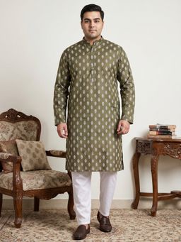 Jompers - Green Floral Printed Kurta with Pyjama for Men