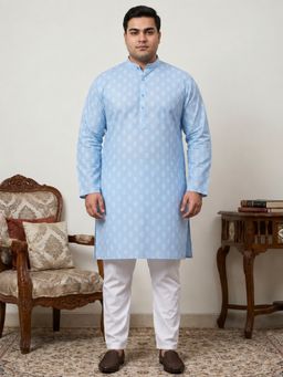 Jompers - Blue Floral Printed Kurta with Pyjama for Men