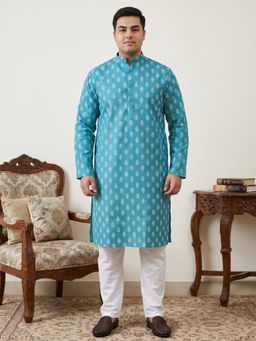 Jompers - Blue Floral Printed Kurta with Pyjama for Men