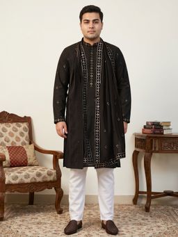 Jompers - Black Embroidered Kurta & Pyjama with Dupatta