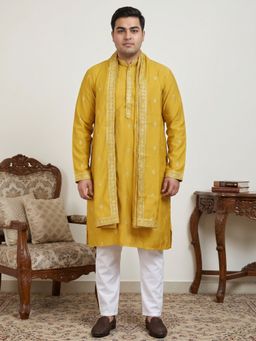 Jompers - Mustard Embroidered Kurta & Pyjama with Dupatta