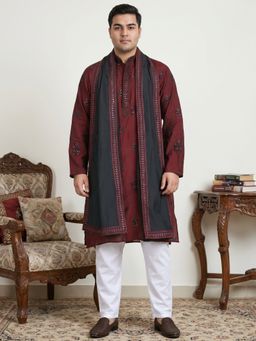 Jompers - Maroon Embroidered Kurta & Pyjama with Dupatta