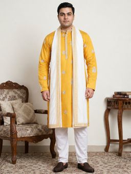 Jompers - Yellow Embroidered Kurta & Pyjama with Dupatta