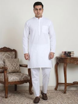 Jompers - White Solid Kurta with Pyjama