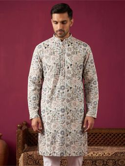 Jompers - White Silk Blend Embroidered Kurta