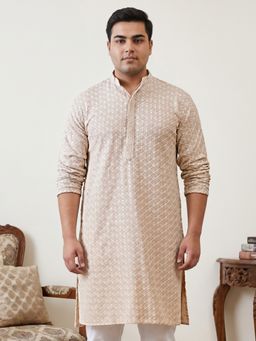 Jompers - Beige Sequin Embroidered Pure Cotton Kurta