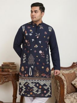 Jompers - Navy Blue Embroidered Kurta