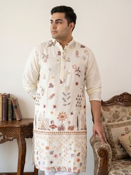 Jompers - White Embroidered Kurta