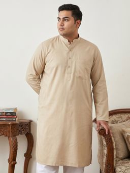 Jompers - Beige Solid Cotton Kurta for Men