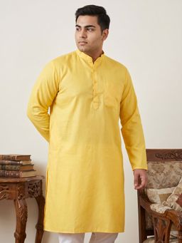 Jompers - Yellow Solid Cotton Kurta for Men