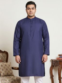 Jompers - Navy Blue Solid Cotton Kurta for Men