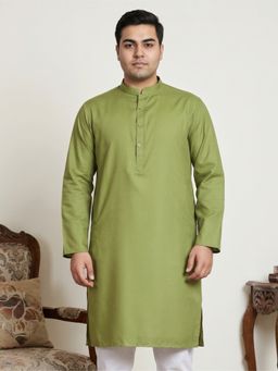 Jompers - Green Solid Cotton Kurta for Men