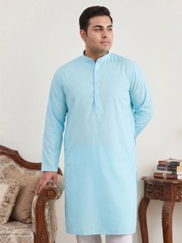 Jompers - Blue Solid Cotton Kurta for Men