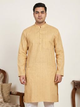 Jompers - Men Beige Cotton Striped Kurta