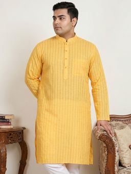 Jompers - Men Yellow Cotton Striped Kurta