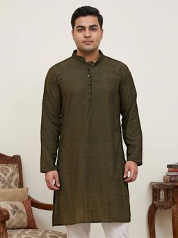 Jompers - Green Embroidered Cotton Kurta for Men