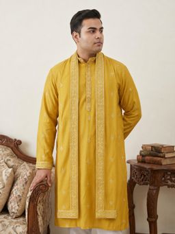 Jompers - Mustard Embroidered Kurta with Dupatta