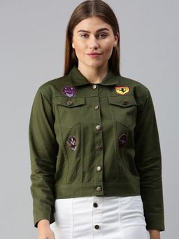Voxati - Womens Denim Jacket Olive