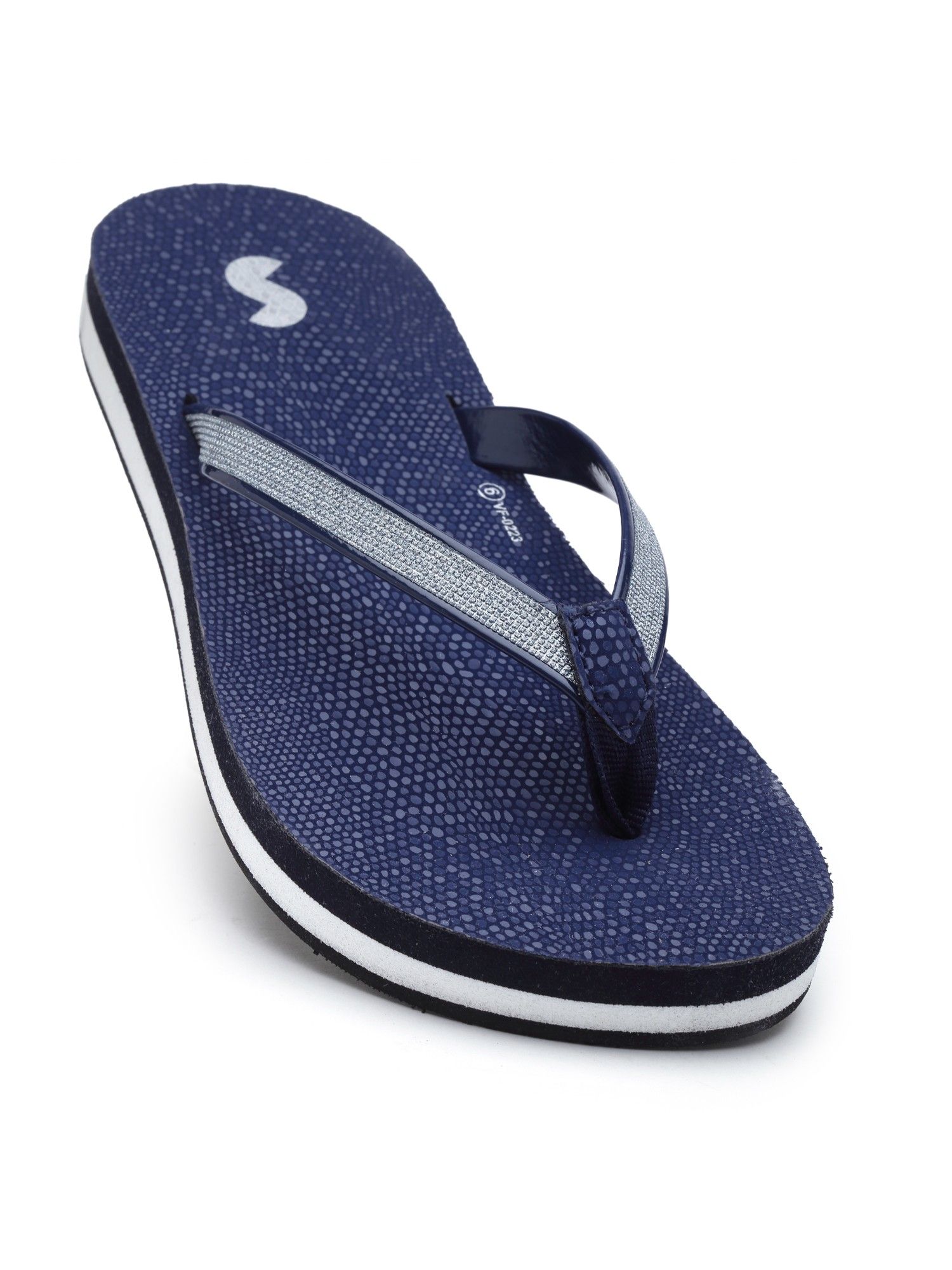 Buy SOLETHREADS Glitz Navy Blue Solid Women Slippers Online