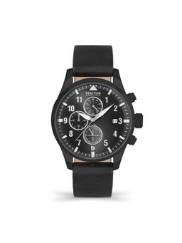 Reaction Kenneth Cole - Chrono Men Black Leather Strap Arco Watch KRWGF2192501