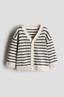 H&M - Boys White Waffle-Knit Cardigan