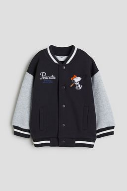 H&M - Boys Black Oversized Printed Baseball Jacket