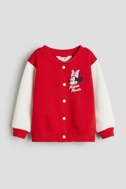 H&M - Girls Red Printed Sweatshirt Cardigan