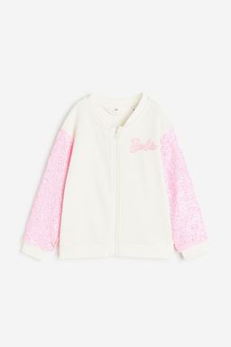 H&M - Girls White Printed Sweatshirt Cardigan