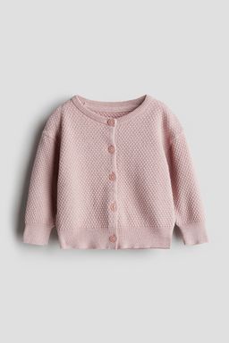 H&M - Girls Pink Pattern-Knitted Cotton Cardigan
