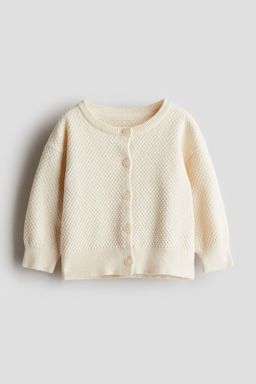 H&M - Girls White Pattern-Knitted Cotton Cardigan