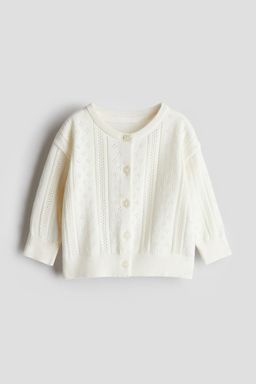 H&M - Girls White Pattern-Knitted Cotton Cardigan