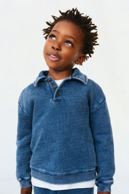 H&M - Boys Blue Cotton Sweatshirt Polo Shirt