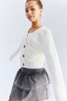 H&M - Girls White Rib-Knit Cardigan