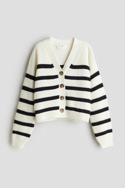 H&M - Girls White Rib-Knit Cardigan
