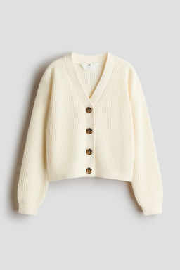 H&M - Girls White Rib-Knit Cardigan