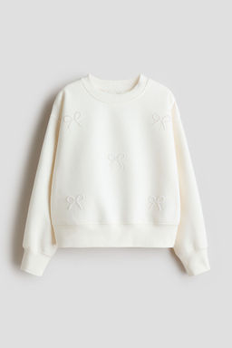 H&M - Girls White Motif-Detail Sweatshirt