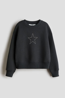 H&M - Girls Black Motif-Detail Sweatshirt